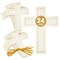 24 Unfinished Small Wooden Crosses with Gold String for DIY Crafts, Wood Cross Ornaments for Easter Tree (3.8 x 5 In)